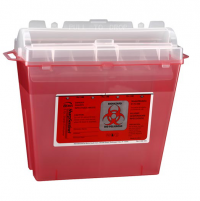 Image of Medline Patient/Exam Sharps Container 5 qt., Translucent Red, Latex