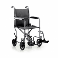 Lightweight Transport Chair McKesson Steel Frame with Silver Vein Finish 250 lbs. Weight Capacity Fixed Height / Padded Arm Black