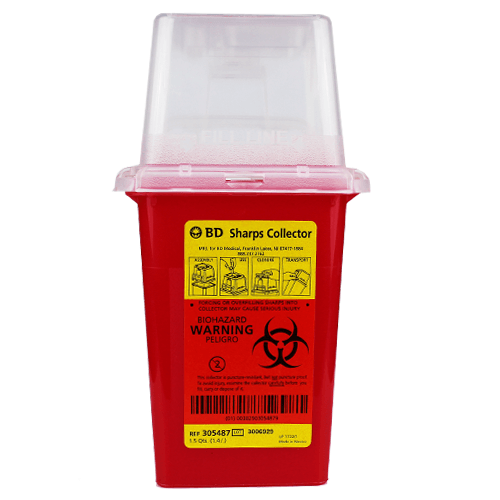 BD Nestable Sharps Container, 1.5 qt, Pre-Assembled, One-Way Funnel, Latex-Free