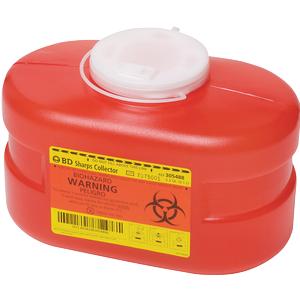 BD One-Piece Sharps Collector, 3.3 qt, Red, Vented Cap, Latex-Free