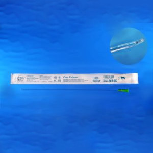 Cure Male Hydrophilic Intermittent Catheter, Coude Tip, 14Fr, 16