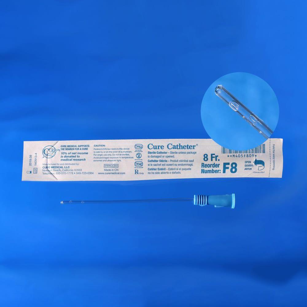 Cure Medical Catheter Female Straight Tip Intermittent Catheter 8Fr 6