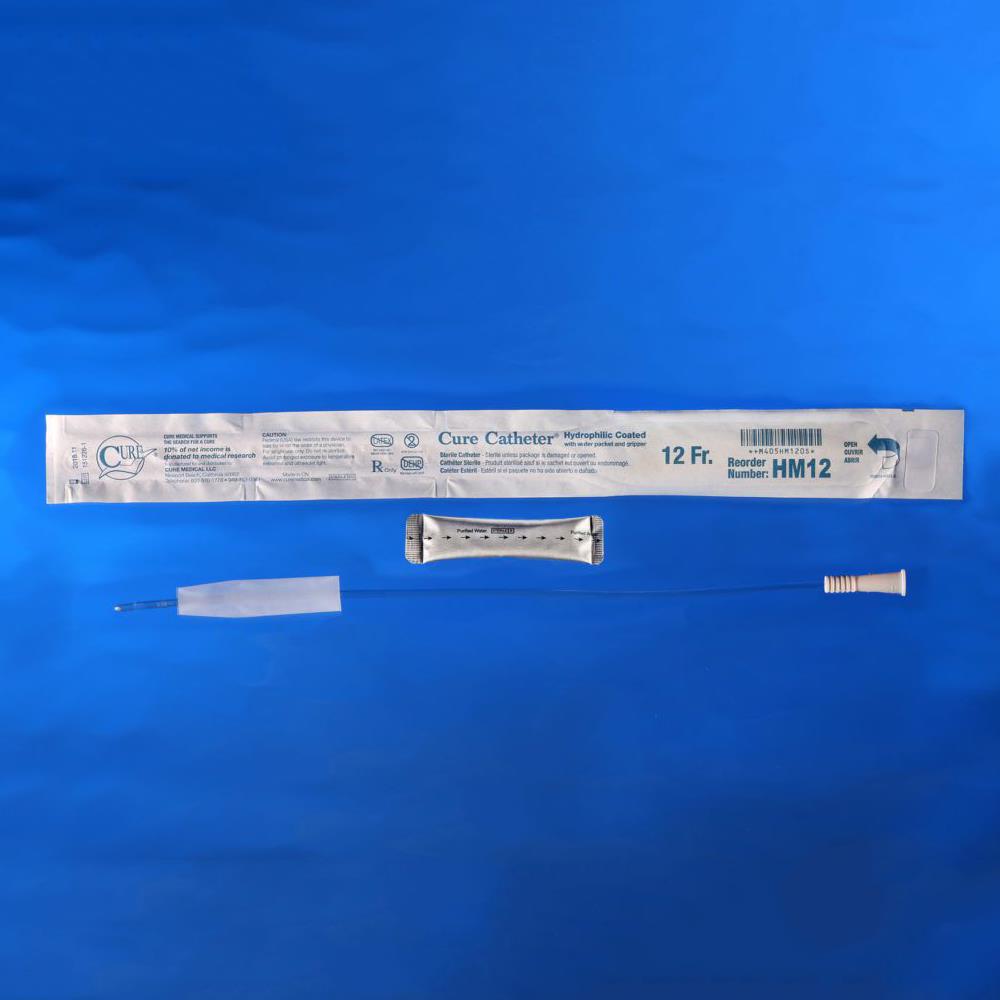 Cure Medical Male Hydrophilic Coated Sterile Intermittent Urinary Catheter 14Fr 16