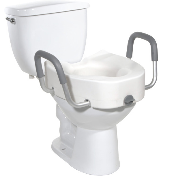 Drive Raised Toilet Seat with Arms - Elongated 4-1/2 Inch White 300 lbs
