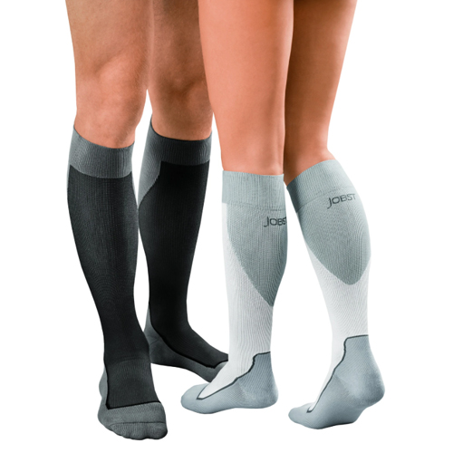 Jobst 15-20 mmHg Closed Toe Knee High Sports Socks - Black/Grey