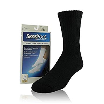 Jobst SensiFoot 8-15 mmHg Unisex Crew Length Diabetic Mild Support Socks - Black