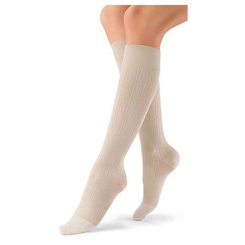 Jobst Women Brocade Pattern Knee High 8-15 mmHg Compression Socks - White