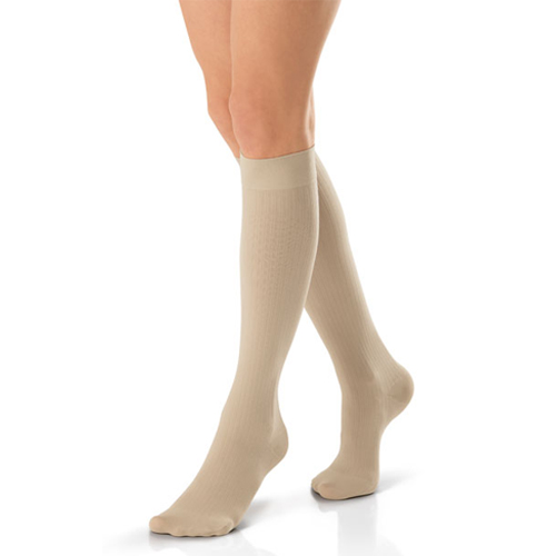 Jobst Women's Brocade Pattern Knee High 8-15 mmHg Compression Socks - Sand