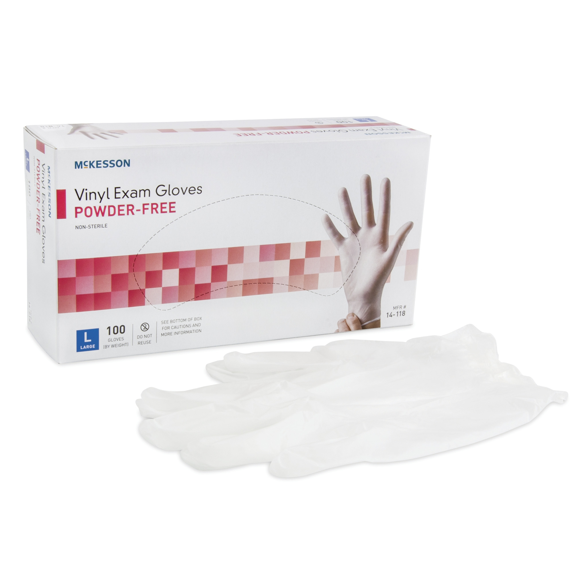 McKesson Exam Glove Large NonSterile Vinyl Standard Cuff Length Smooth Clear Not Chemo Approved