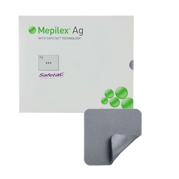 Mepilex Ag 4 x 5 Antimicrobial Foam Dressing, Silver, Sterile, 5 pcs/box