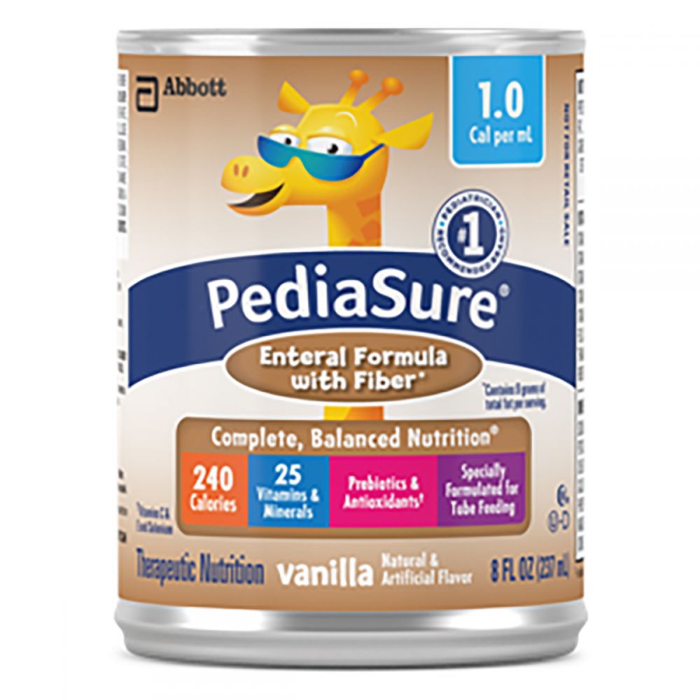 PediaSure with Fiber Pediatric Tube Feeding Formula 8 oz. Can Ready to Use Vanilla Flavor Ages 1-13 Years