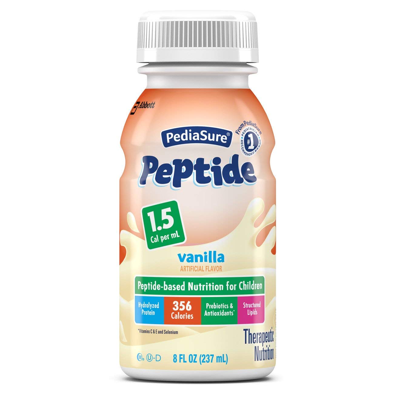 Pediatric Oral Supplement Pediasure Peptide Vanilla Flavor 8 oz. Bottle Ready to Use