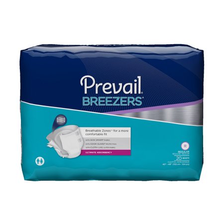 Prevail Adult Incontinent Brief Breezers Tab Closure Regular Disposable Heavy Absorbency