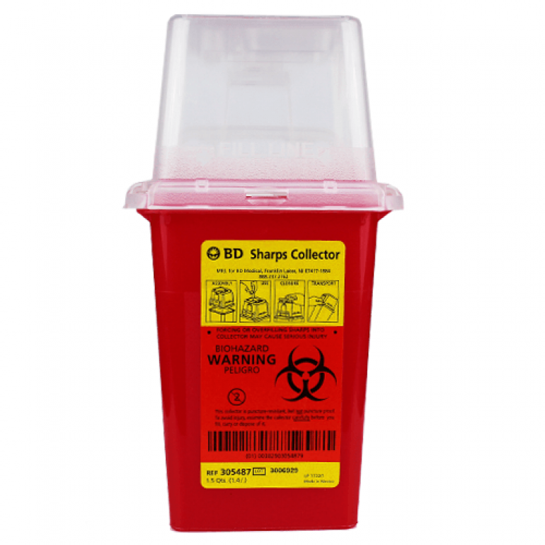 SharpSafety Phlebotomy Sharps Container, Red