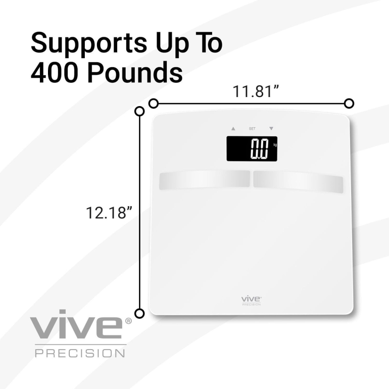 Vive Precision Smart Body Fat Scale - BMI Scales Weight and Body Fat -  (Black) - B&F Medical Supplies.com