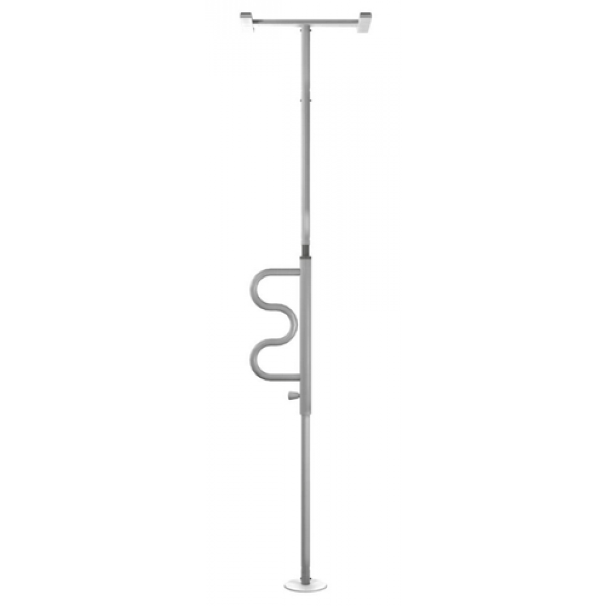 Security Pole and Curved Grab Bar - White