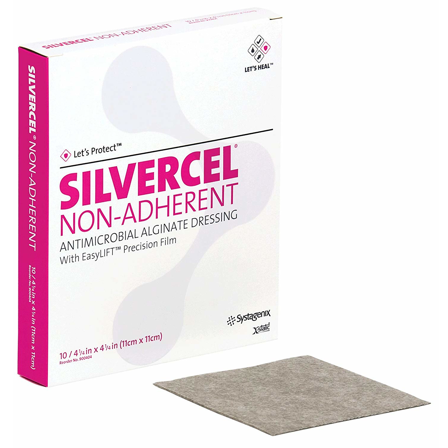 Systagenix Silvercel Antimicrobial Alginate Dressing, 4-1/4 x 4-1/4