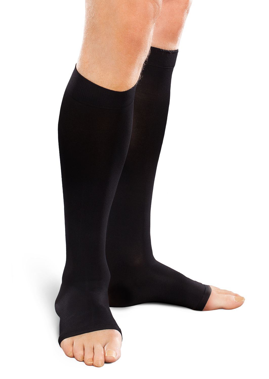 Image of Therafirm EASE Opaque Firm Unisex Open Toe Knee High 30-40mmHg