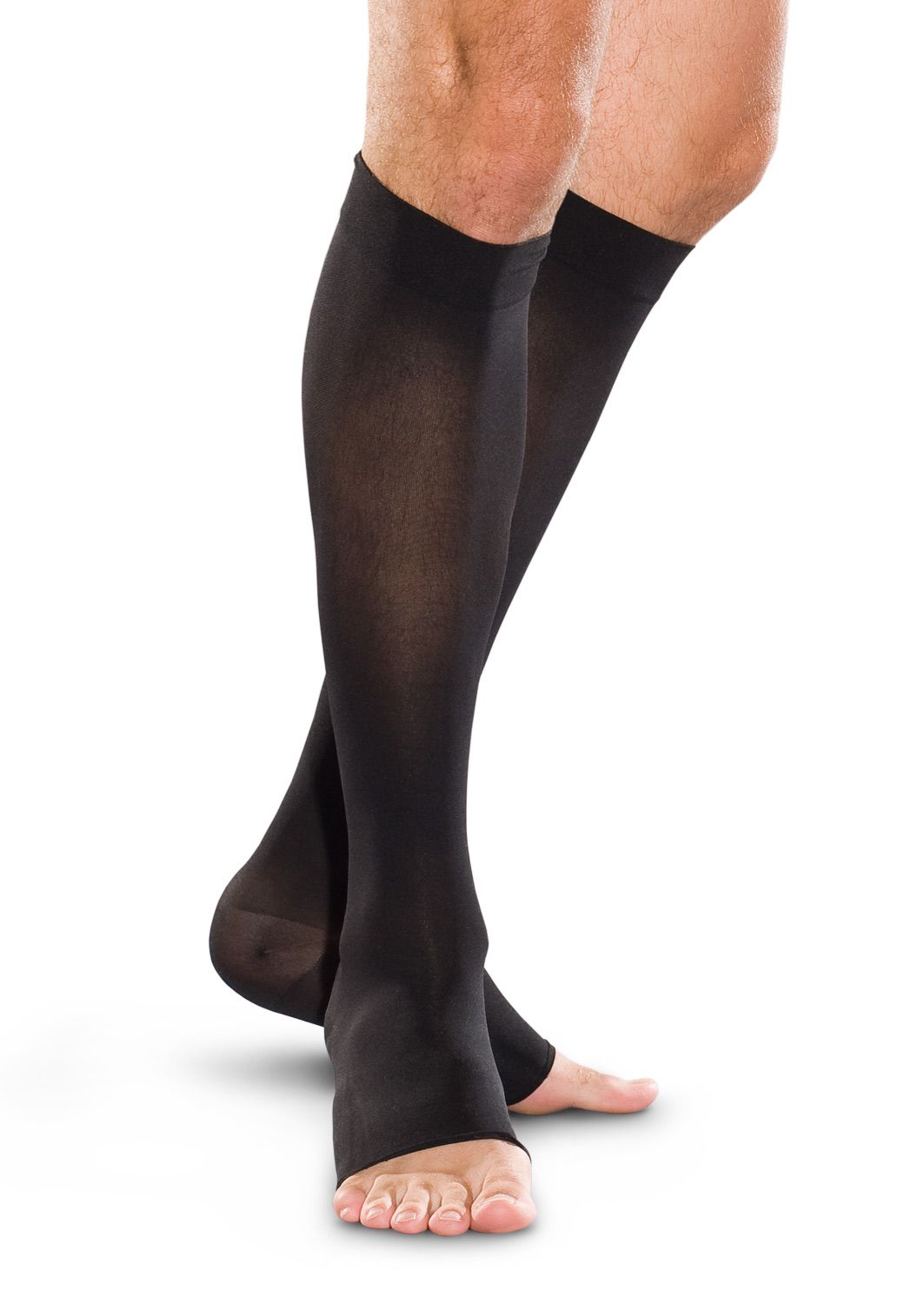 Image of Therafirm Firm Open Toe Knee High Stockings 30-40mmHg