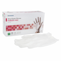 McKesson Exam Glove Medium NonSterile Vinyl Standard Cuff Length Smooth Clear Not Chemo Approved