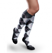 Image of Therafirm Core-Spun Mild Socks- Pink Argyle 15-20 mmHg