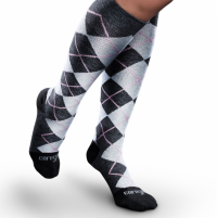 Image of Therafirm Core-Spun Firm Moderate Socks- Pink Argyle 20-30mmHg