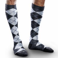 Image of Therafirm Core-Spun Firm Moderate Socks-Slate Argyle 20-30mmHg