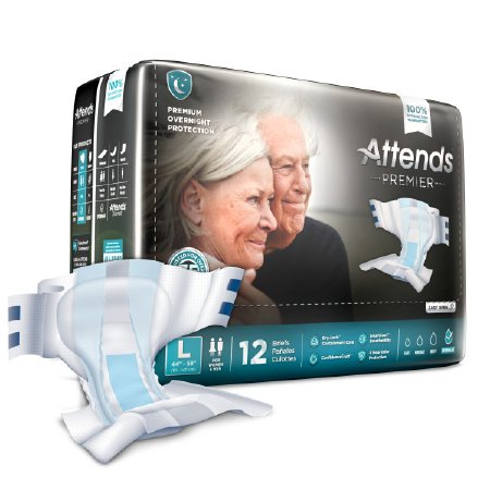 Unisex Adult Incontinence Brief Attends Premier Large Disposable Heavy Absorbency